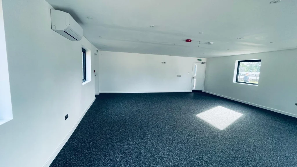 Finished interior room inside a modular building
