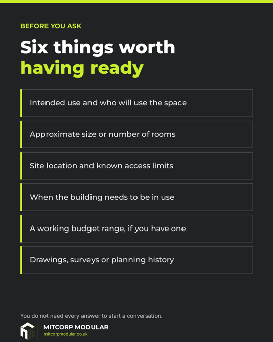Branded checklist of information to prepare before requesting a quotation