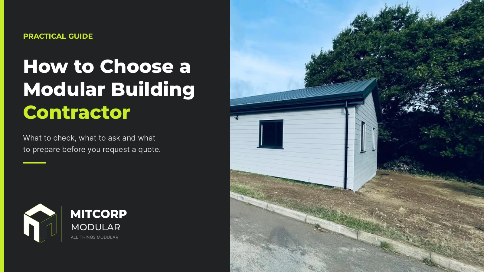 Title card: How to Choose a Modular Building Contractor — MITCORP Modular guide graphic